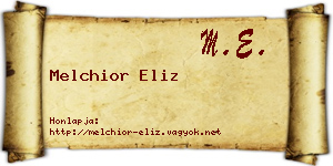 Melchior Eliz névjegykártya